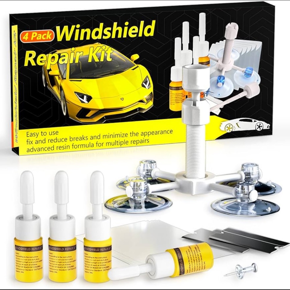 Windshield Repair Kit, Nano Glass Repair Fluid 4 Pcs